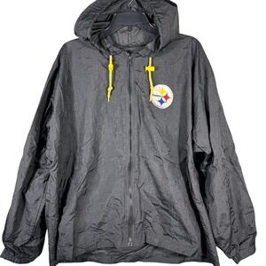 VINATAGE 90s Pittsburgh Steelers Pro Layer Windbreaker Jacket Mens M Black NFL